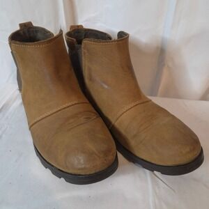 Sorel Women's Tan Leather Chelsea Waterproof Hiking Boots Size 7